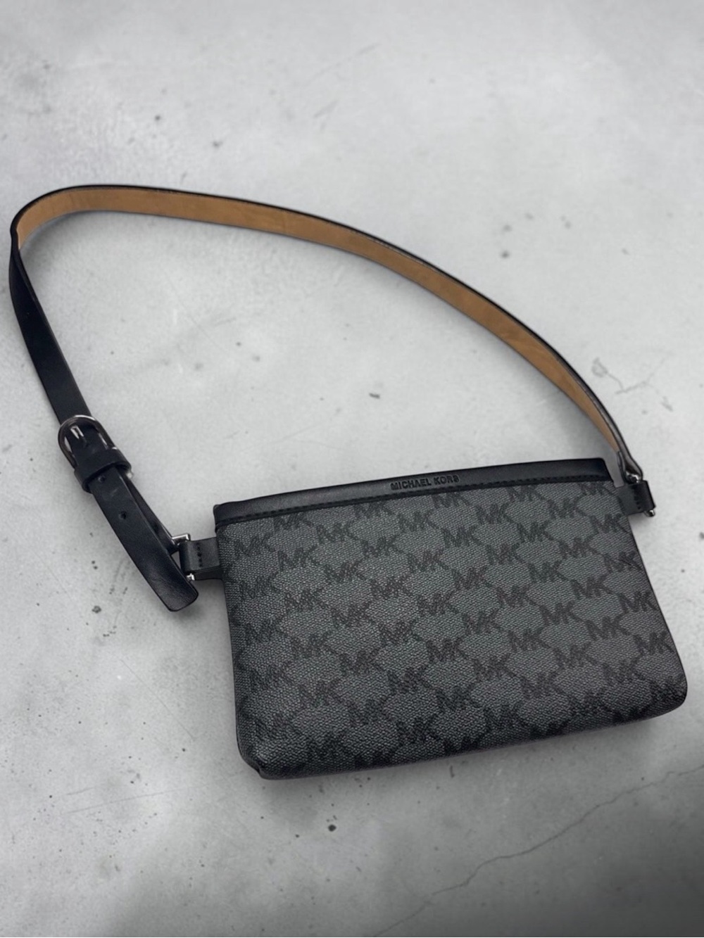 Michael Kors Black and Gray Signature Belt Bag